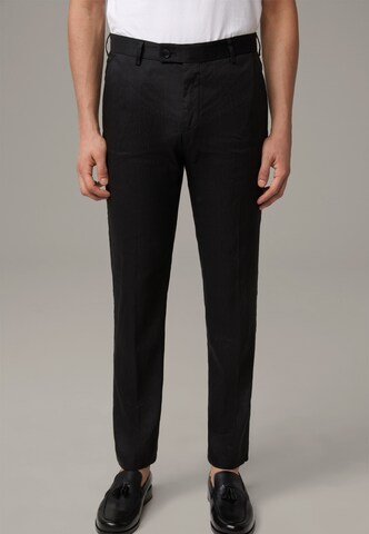 STRELLSON Slim fit Pleated Pants in Black: front