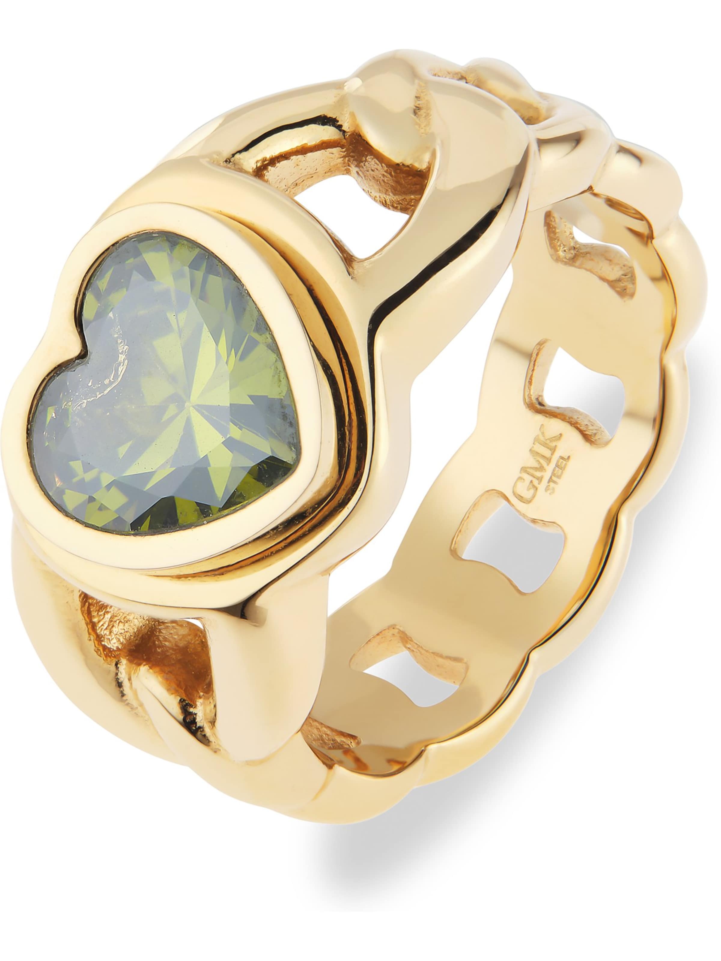 Guido Maria Kretschmer Jewellery Ring in gold / grasgrün, Produktansicht