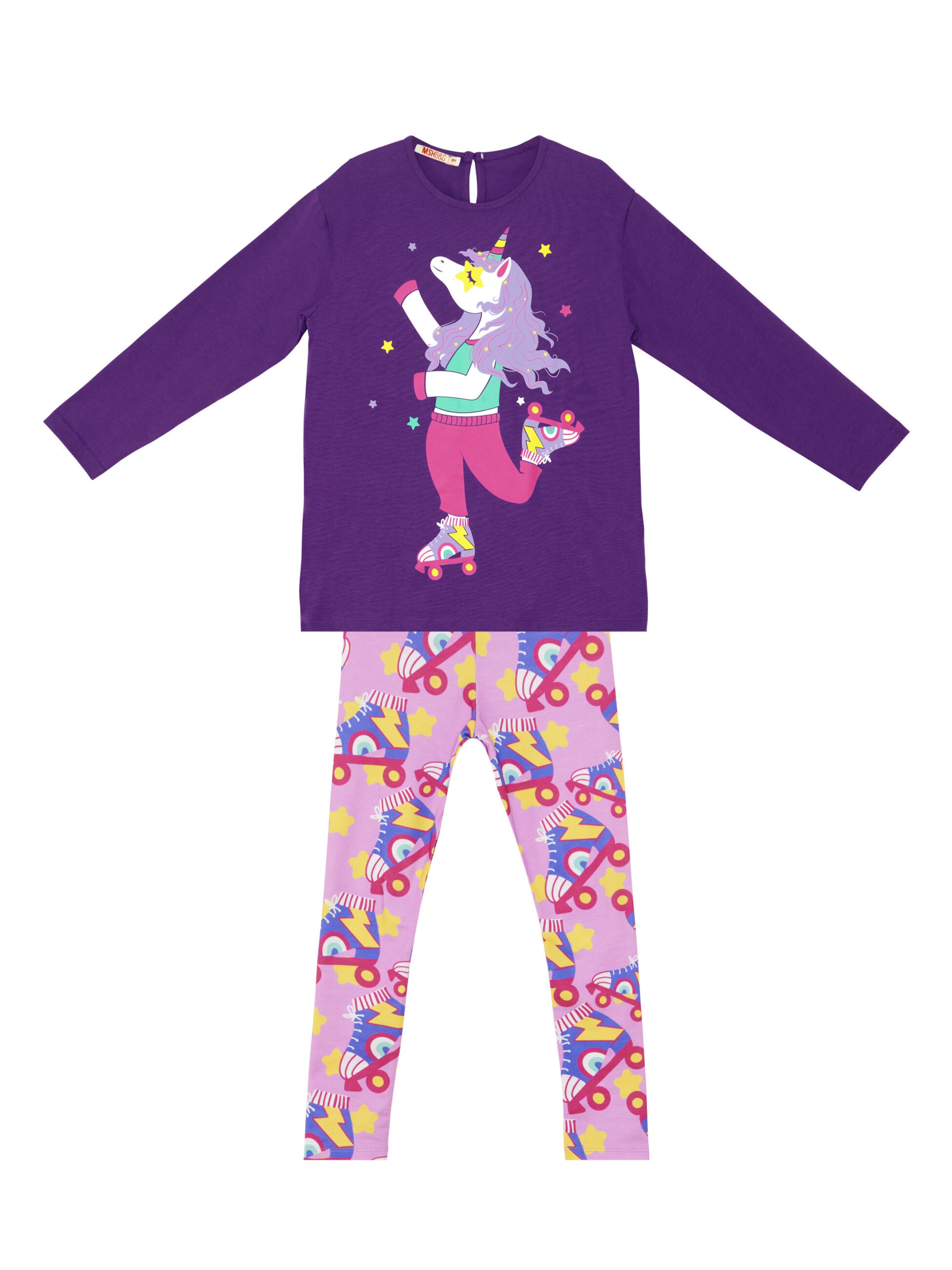 Set 'Skate Unicorn' di Denokids in lilla: frontale