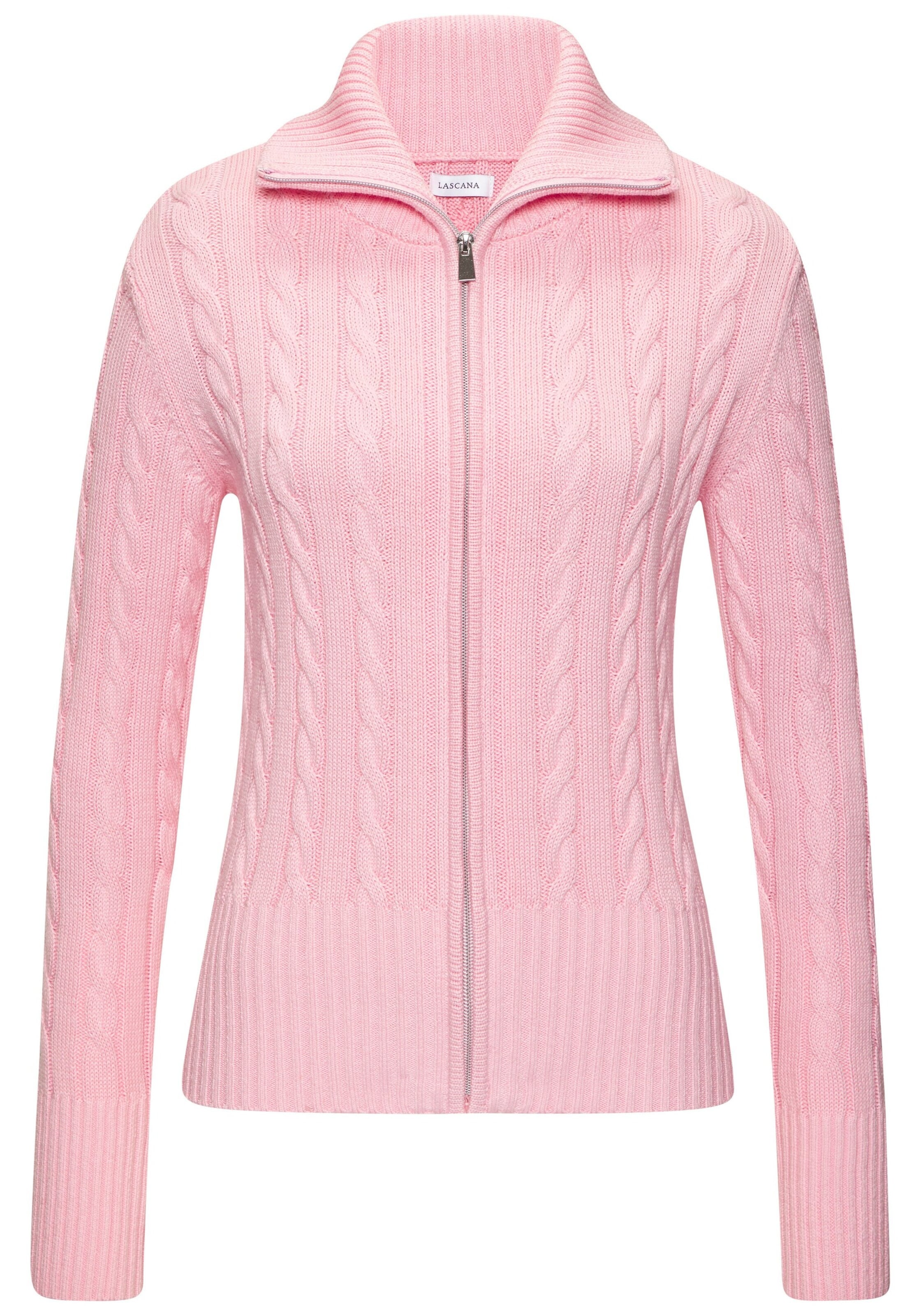 LASCANA Knit Cardigan in Pink: front