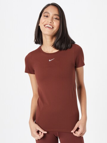 NIKE Functioneel shirt 'AURA' in Bruin: voorkant