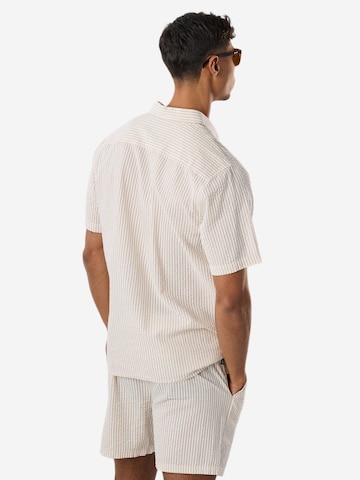 Seaside Regular fit Button Up Shirt 'Seersucker' in Beige