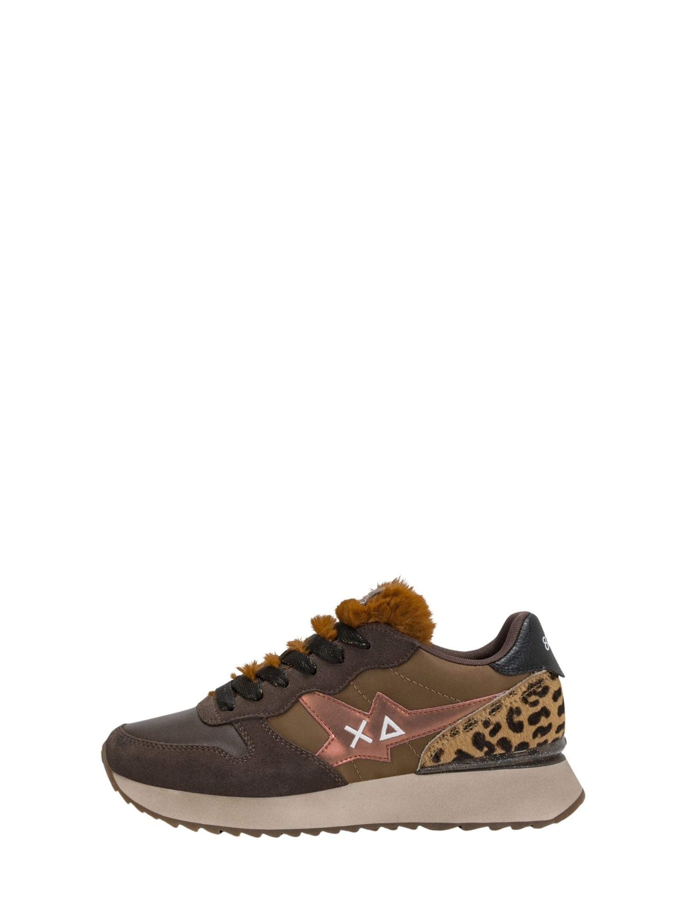 Sneaker bassa 'Sneakers Sun68 Stargirl Animalier da donna in camoscio e tessuto marrone Z46224 08' di SUN68 in marrone: frontale