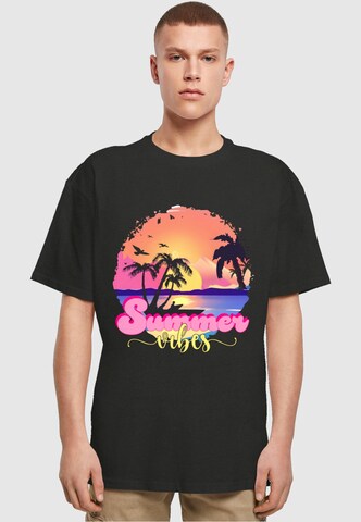 Merchcode T-Shirt 'Summer Vibes Sunset' in Schwarz: predná strana