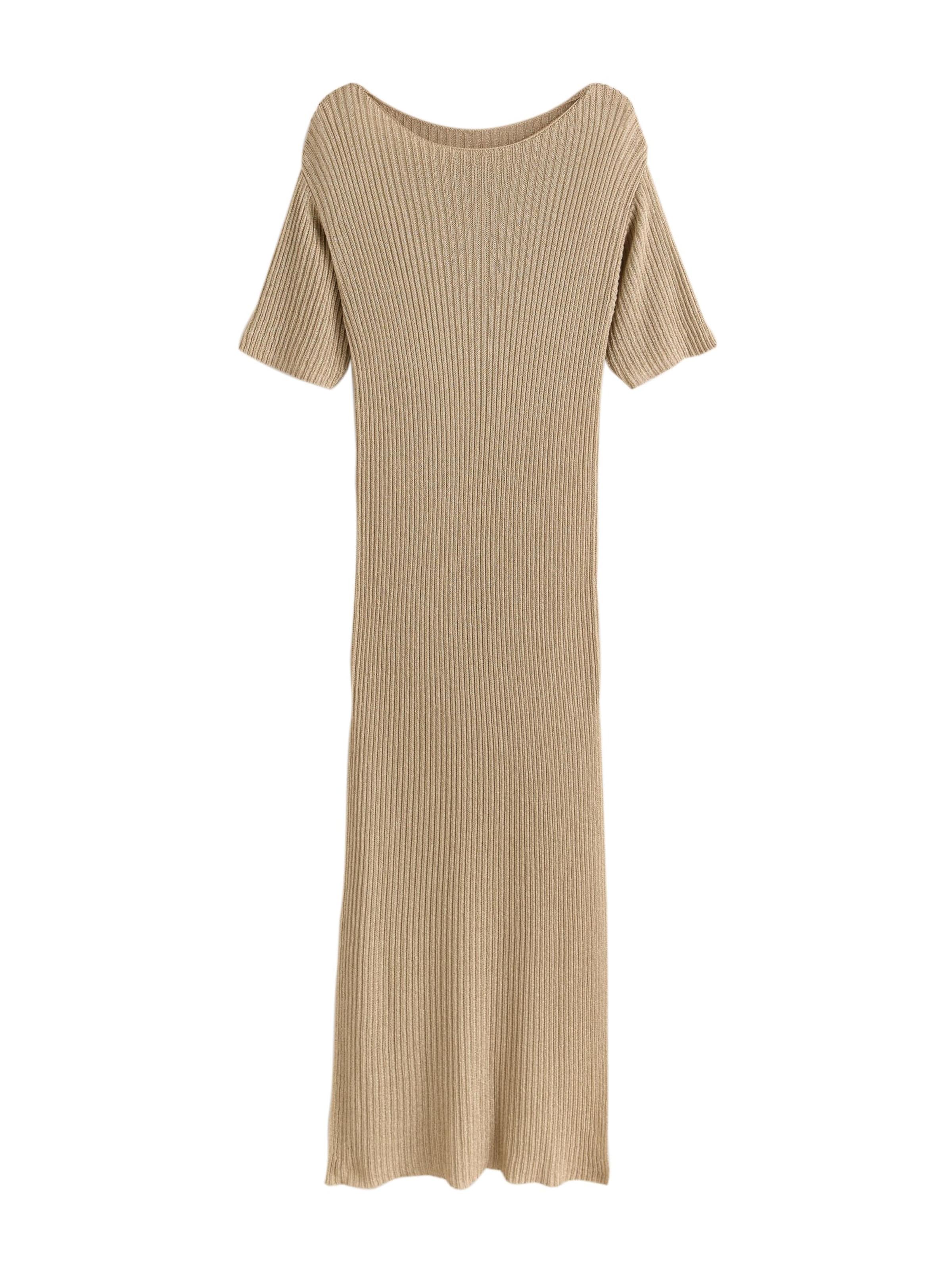 Next - Vestido de punto en oro: frente