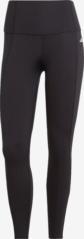 ADIDAS PERFORMANCE Skinny Sportbroek 'Optime Power' in Zwart: voorkant