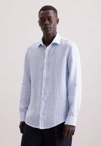 Coupe regular Chemise business 'Smart Linen' SEIDENSTICKER en bleu : devant