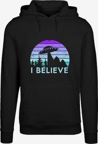 F4NT4STIC Sweatshirt 'I BELIEVE UFO Alien Raumschiff Retro' in Schwarz: Vorderseite