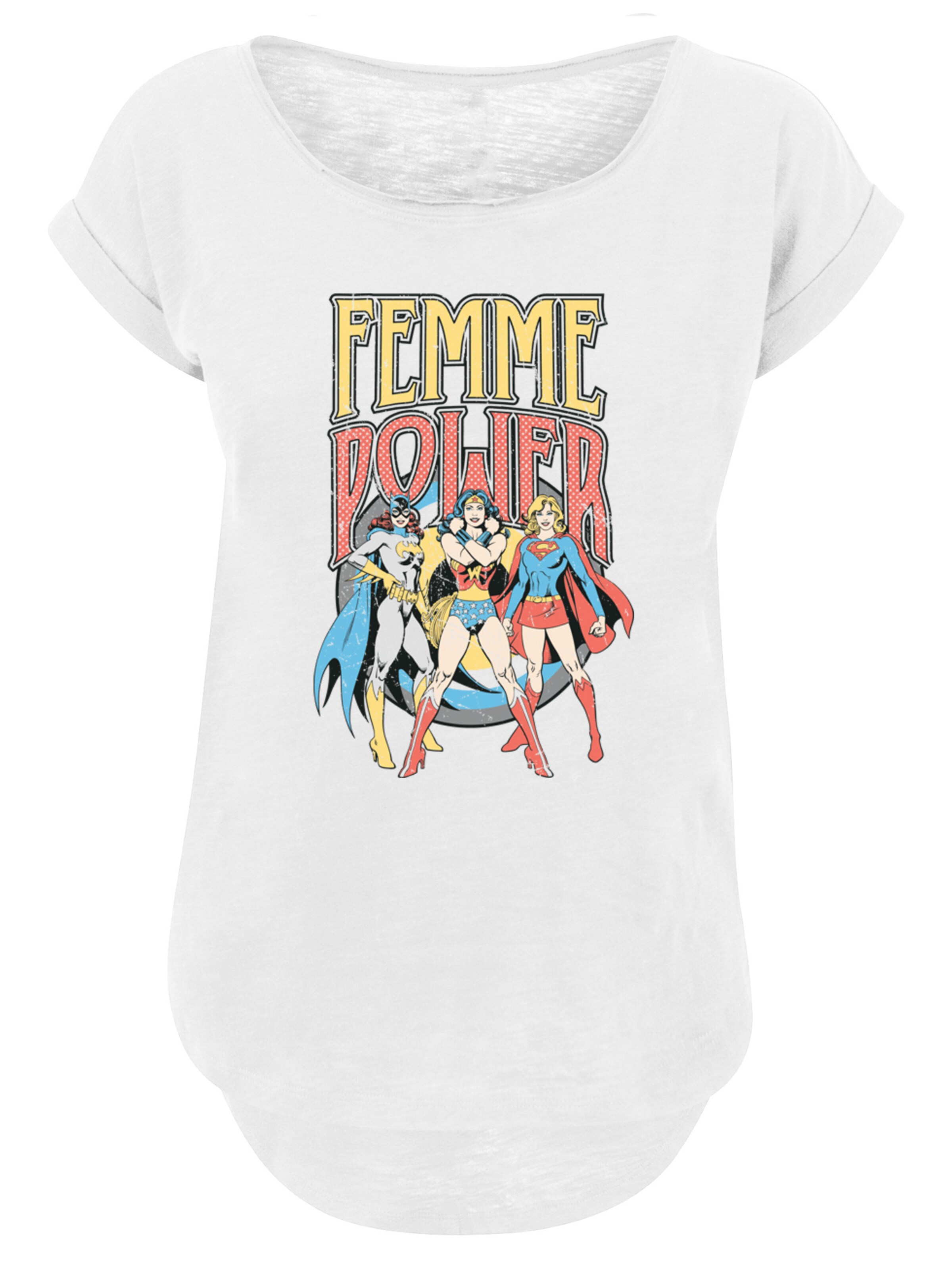 Maglietta 'DC Comics Wonder Woman Femme Power' di F4NT4STIC in bianco: frontale