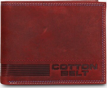 Portamonete 'Portafoglio Uomo Vera Pelle con Cuciture Rosse - Slim Design 12,5x9,5 cm' di cotton belt in rosso: frontale