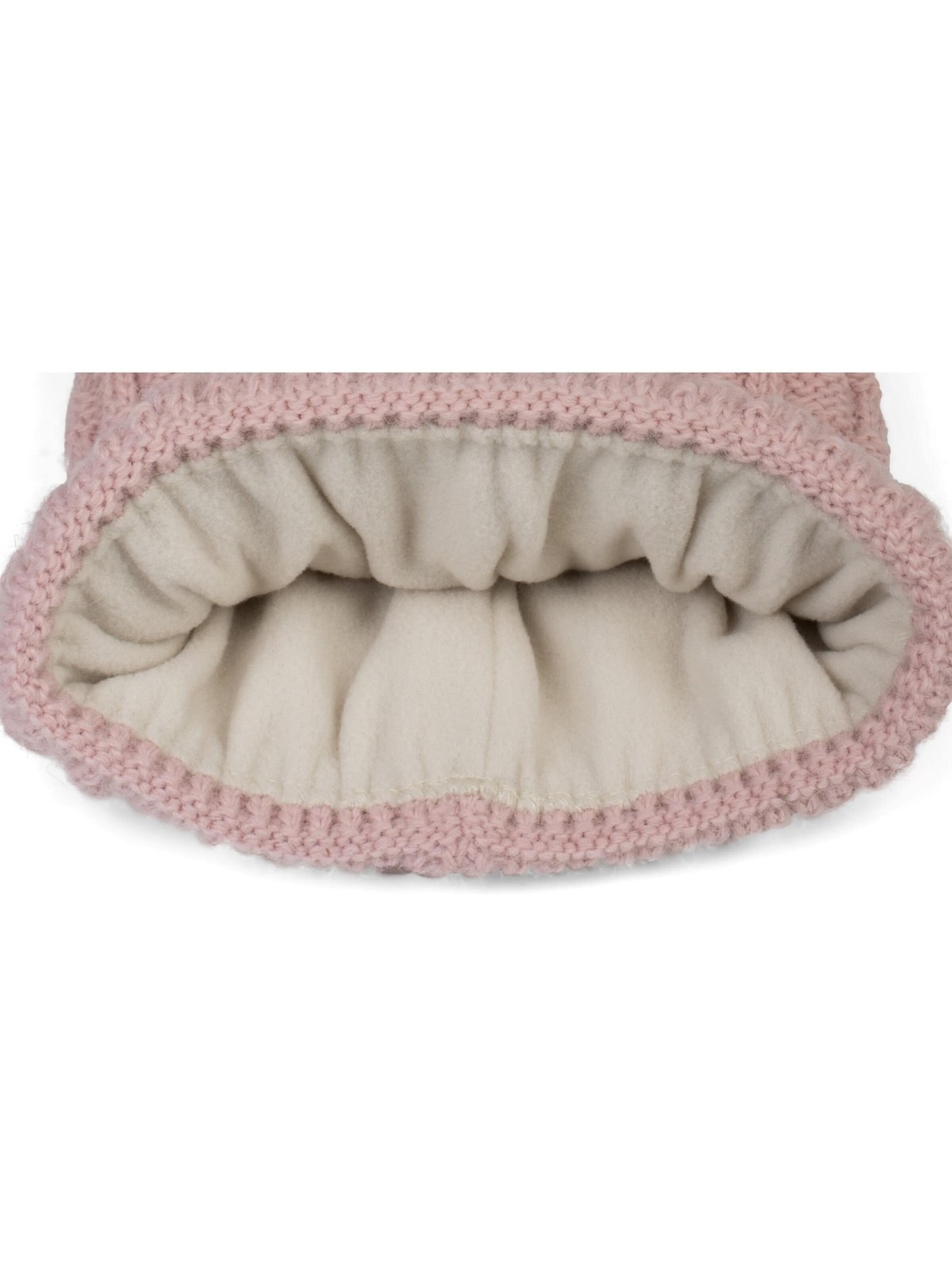 styleBREAKER Mütze 'Strick Bommelmütze mit Flecht Muster'‌‌‌‌‌ in Pink
