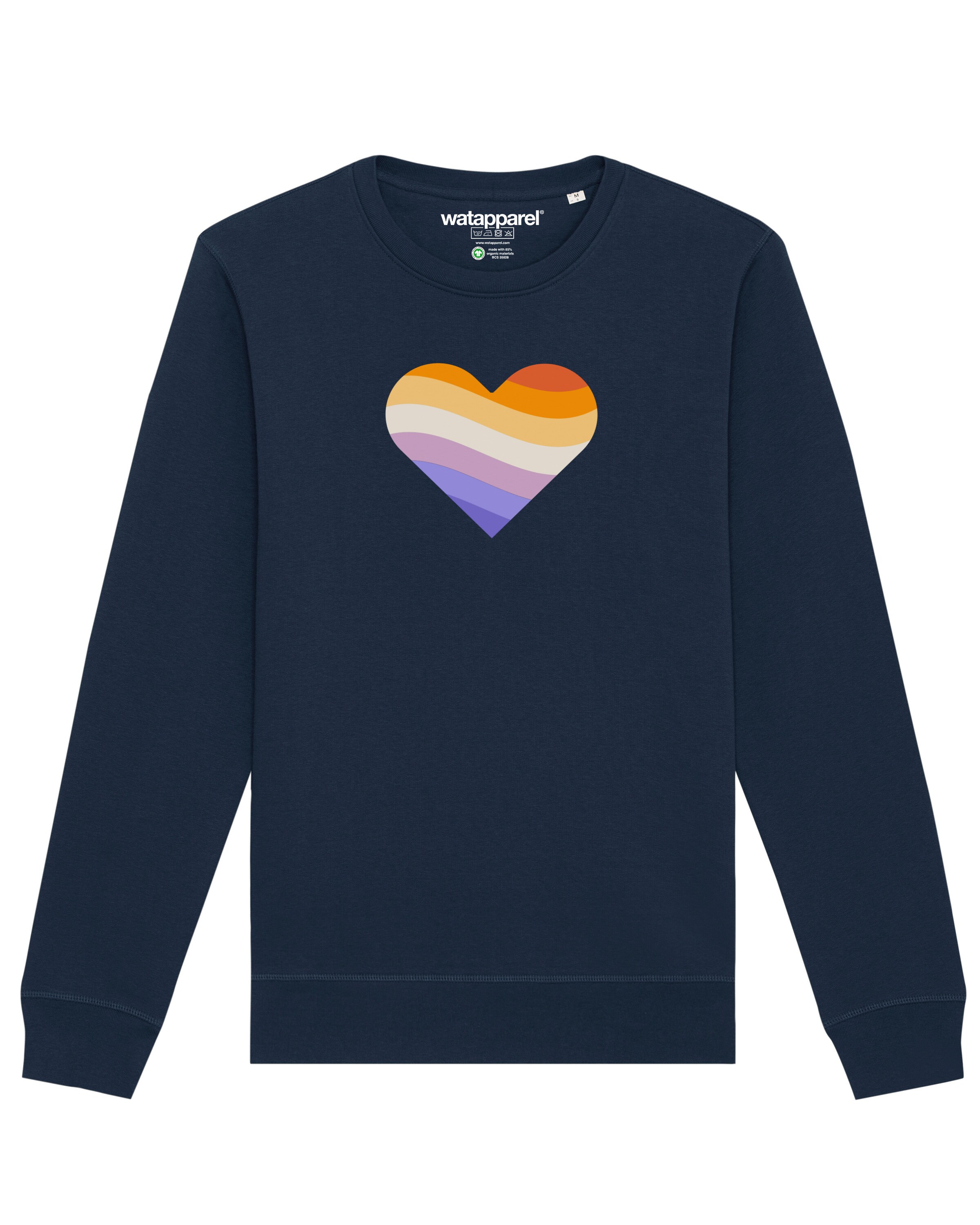 Watapparel Sweatshirt ' Rainbow Heart ' in Blauw: voorkant