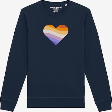 Watapparel Sweatshirt ' Rainbow Heart ' in Blauw: voorkant