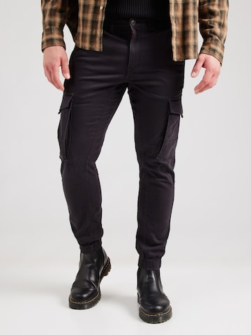 JACK & JONES Slimfit Cargobroek 'JJIPaul JJFlake' in Zwart: voorkant