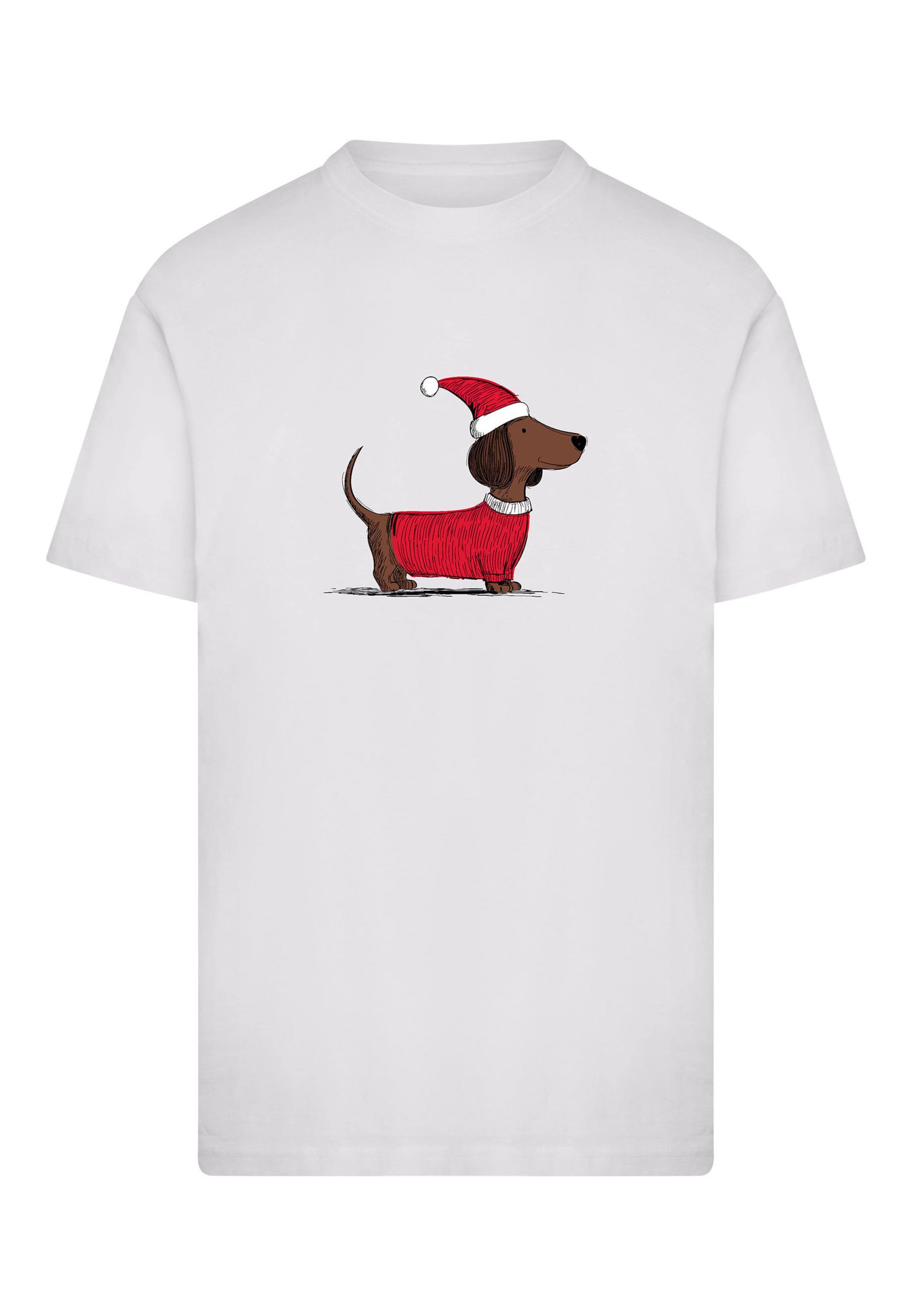Mister Tee Shirt 'Christmas Dackel' in White: front