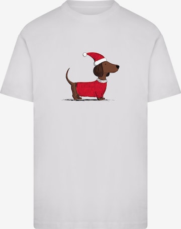 Mister Tee Shirt 'Christmas Dackel' in White: front