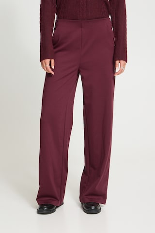 ICHI Wide leg Broek in Rood: voorkant