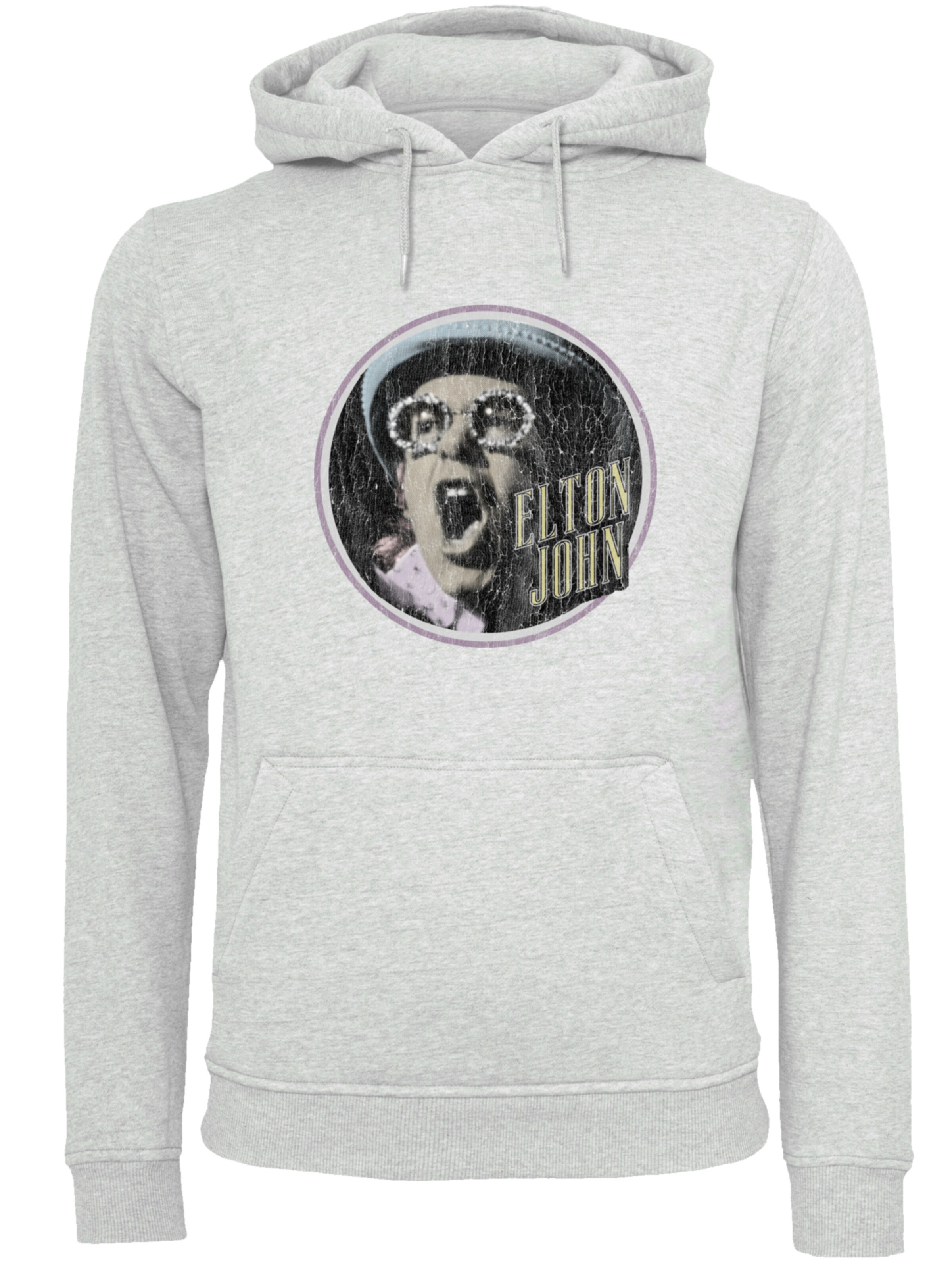 F4NT4STIC Sweatshirt 'Elton John Vintage Circle' in Grijs: voorkant