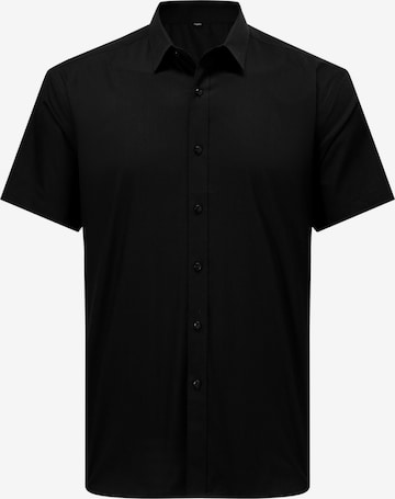 ALLTHEMEN Business Shirt 'Gelassenheit' in Black: front