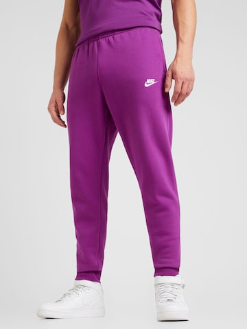 Nike Sportswear Дънки Tapered Leg Панталон 'CLUB FLEECE' в лилав: отпред