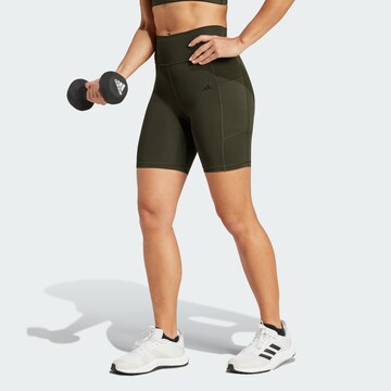 ADIDAS PERFORMANCE Skinny Παντελόνι φόρμας 'Optime' σε πράσινο: μπροστά