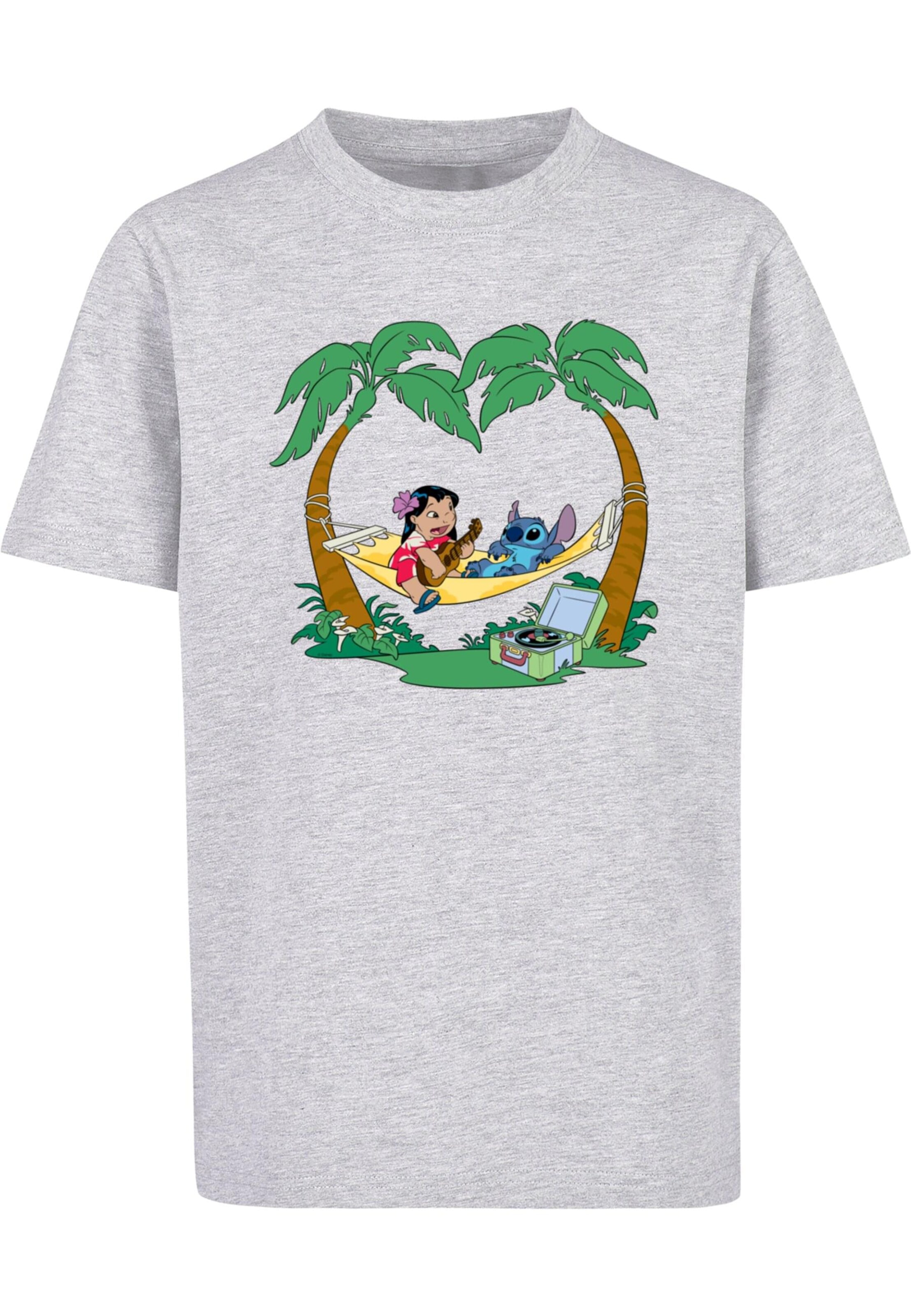 ABSOLUTE CULT Shirt 'Lilo And Stitch - Play Some Music' in Grey: front