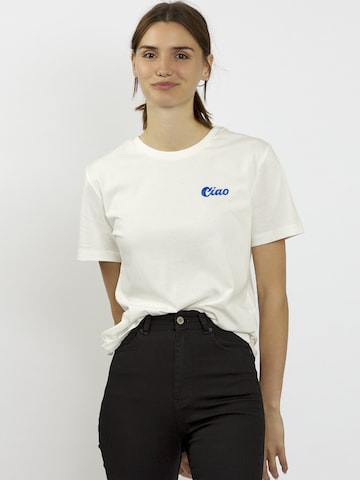 FRESHLIONS Oversized Shirt ' Ciao ' in White: front