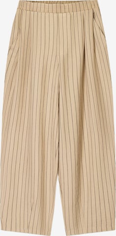 BershkaBaggy Hlače s naborima - bež boja: prednji dio