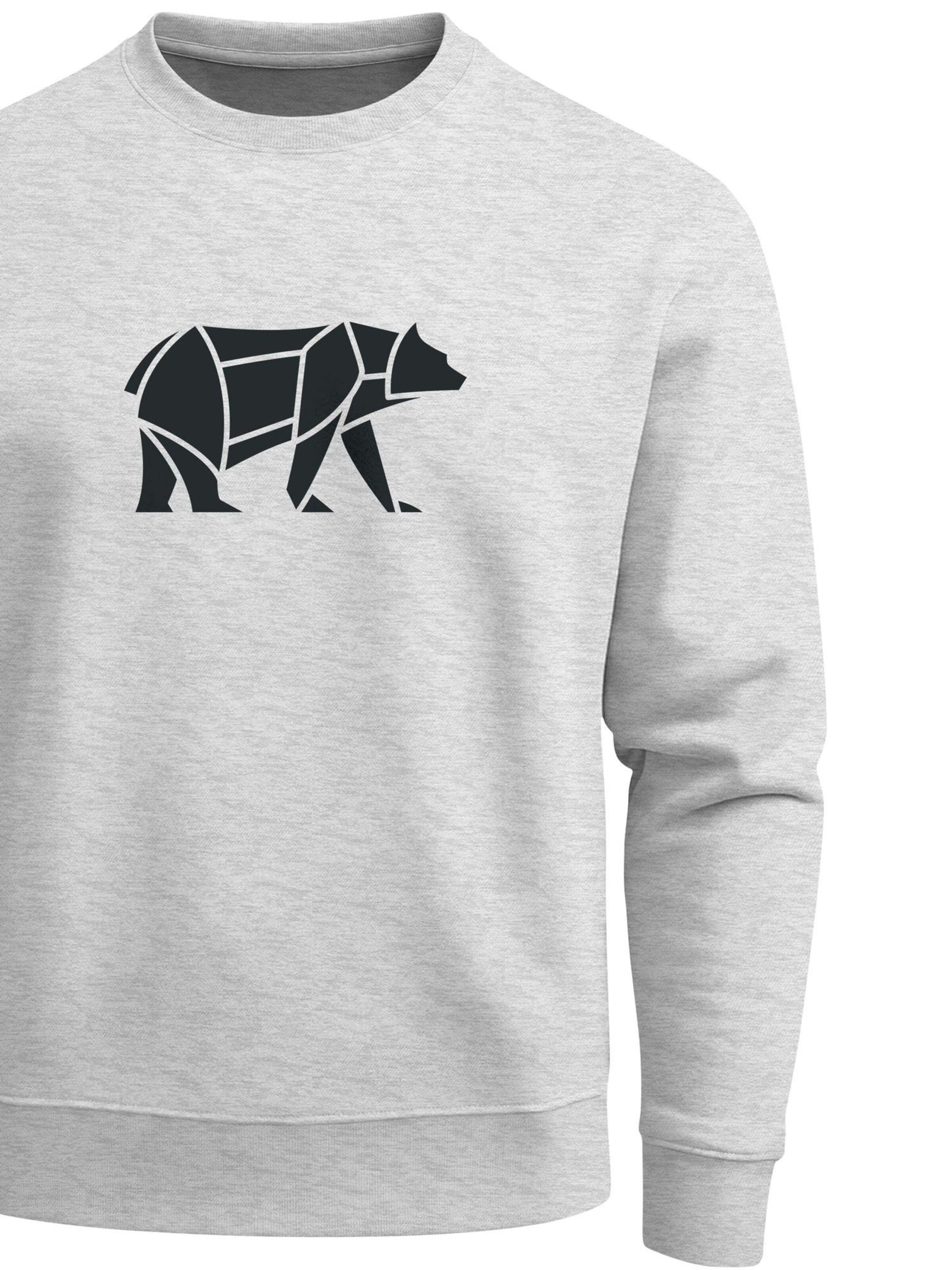 Neverless Sweatshirt 'Bär Lineart Polygon' in Grey