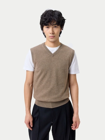 Gilet 'Men's Essential V-Neck Cashmere Vest' GOBI Cashmere en gris : devant