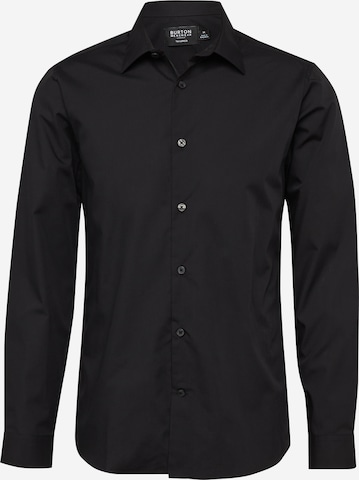 BURTON MENSWEAR LONDON Slim fit Business shirt in Black: front