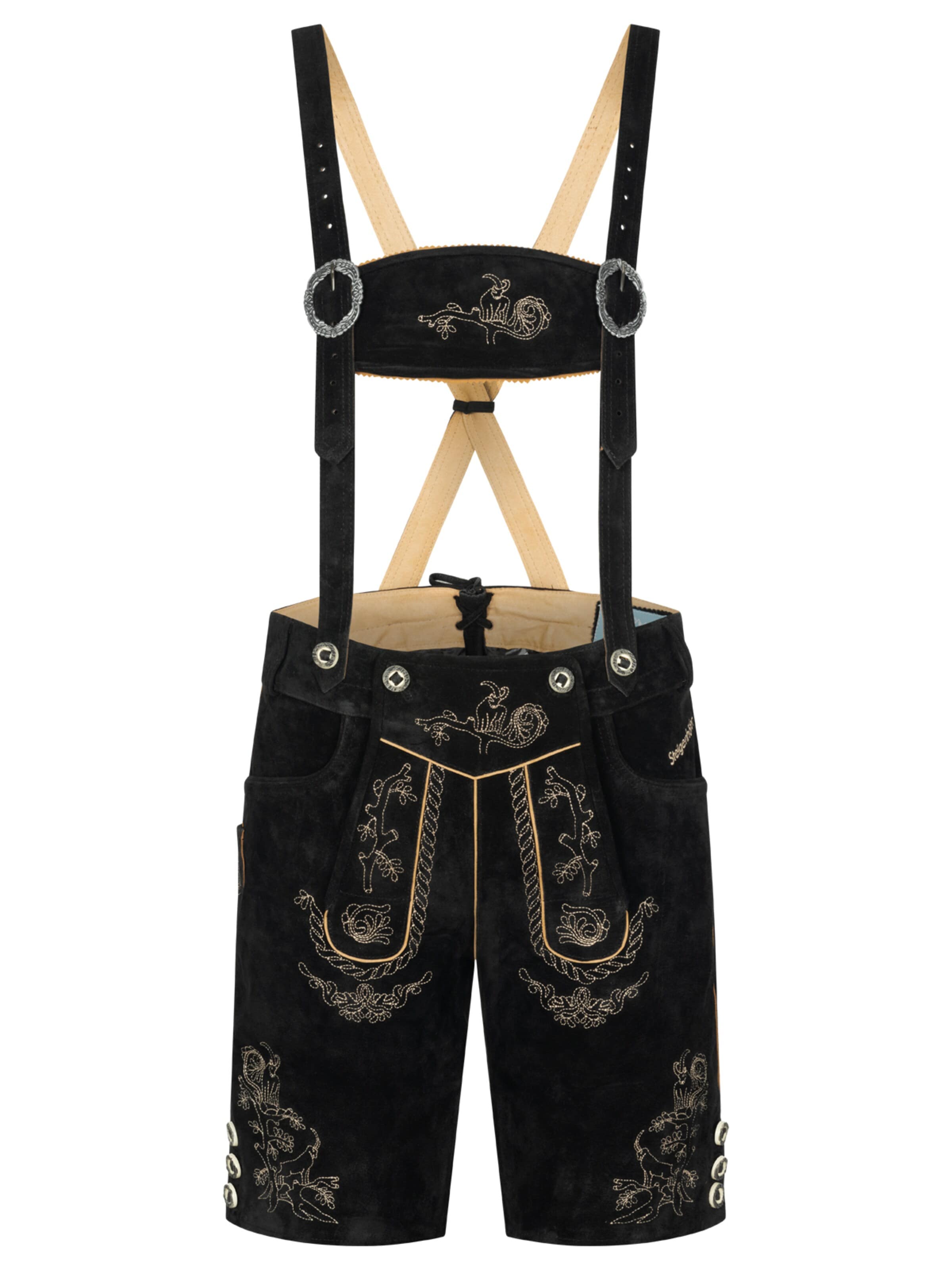 Steigenhöfer Regular Trachtenhose 'Lederhose Herren "Ludwig"'‌‌‌‌‌‌‌‌‌ in Schwarz: Vorderseite