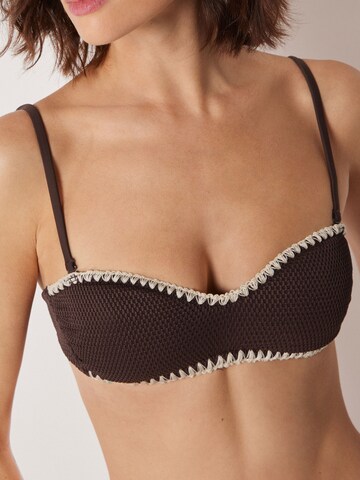 CALZEDONIA Bandeau Bikinitop 'Bicolor Embroidery' in Braun