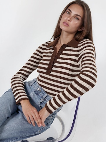Hiccup Sweter w kolorze brązowy: przód