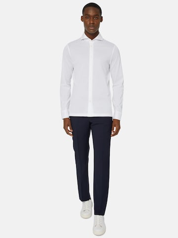 Boggi Milano Slim fit Button Up Shirt 'Filo Di Scozia' in White