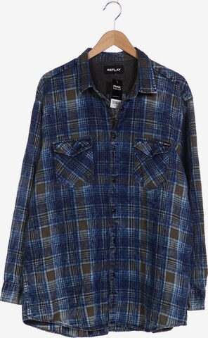 REPLAY Button Up Shirt in XXL in Blue: front