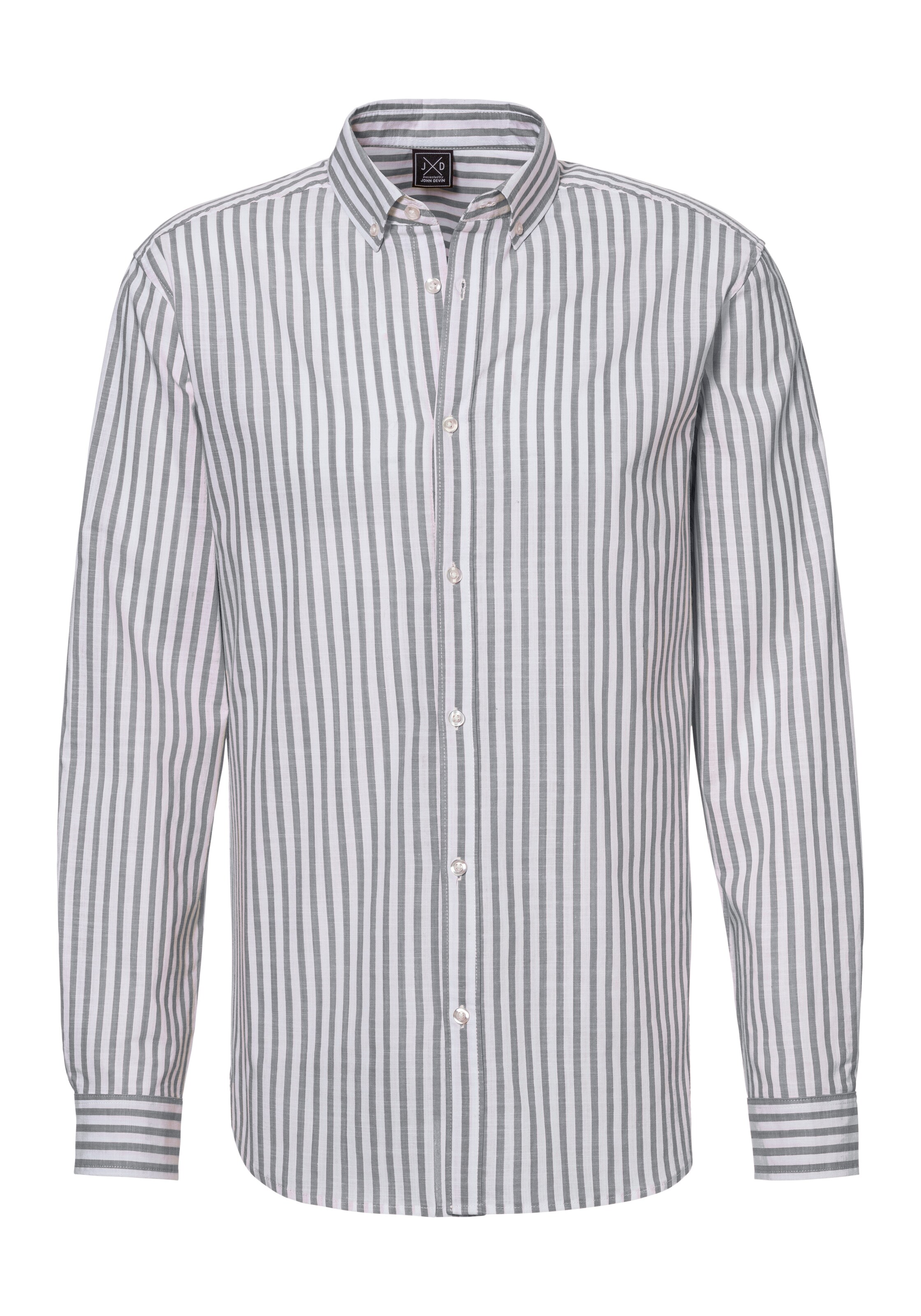 JOHN DEVIN Button Up Shirt in Grey: front