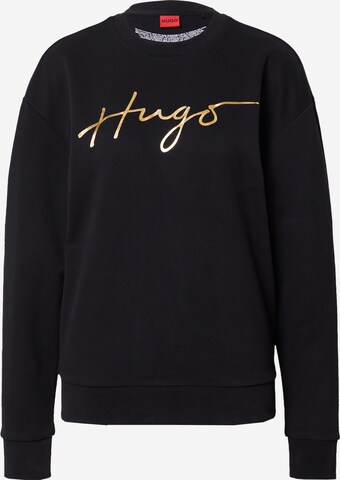 HUGO Sweatshirt 'Easy Crew' in Zwart: voorkant