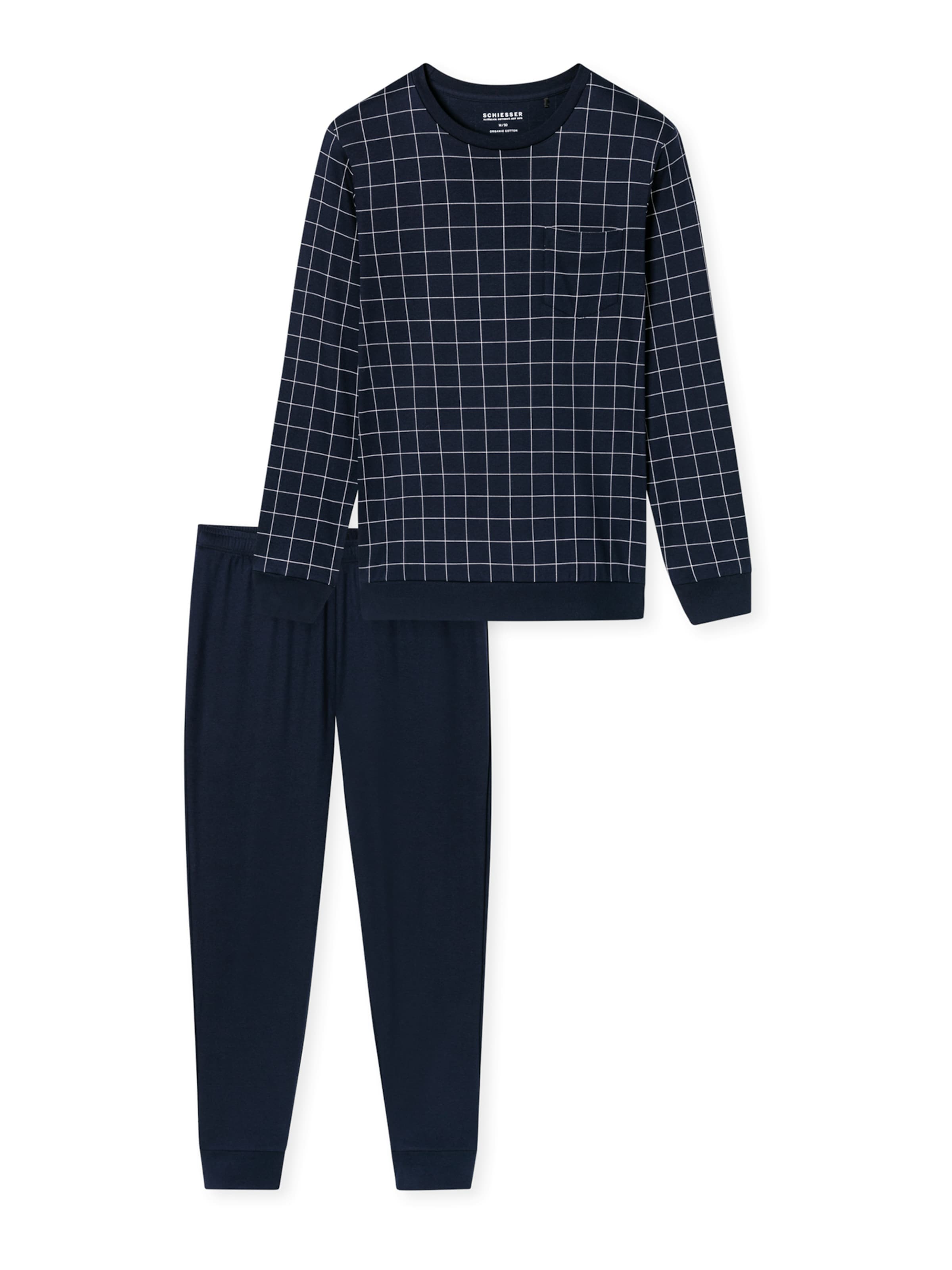 SCHIESSER Pyjama 'Fine Interlock' in Blau: Vorderseite