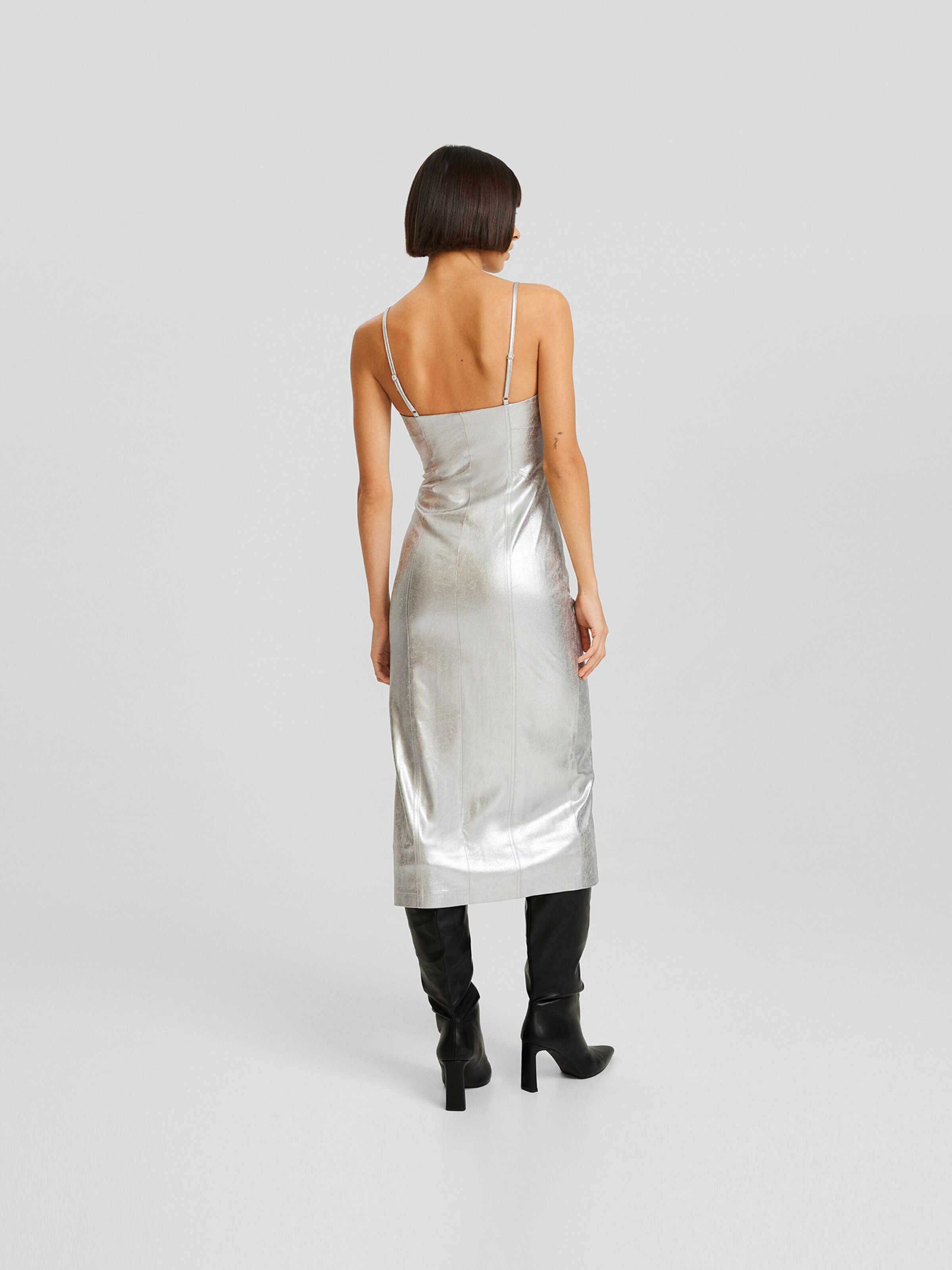 Bershka Dress in Silver ABOUT YOU