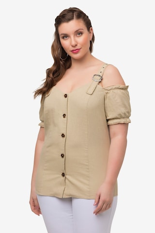 Blouse folklorique Ulla Popken en beige : devant