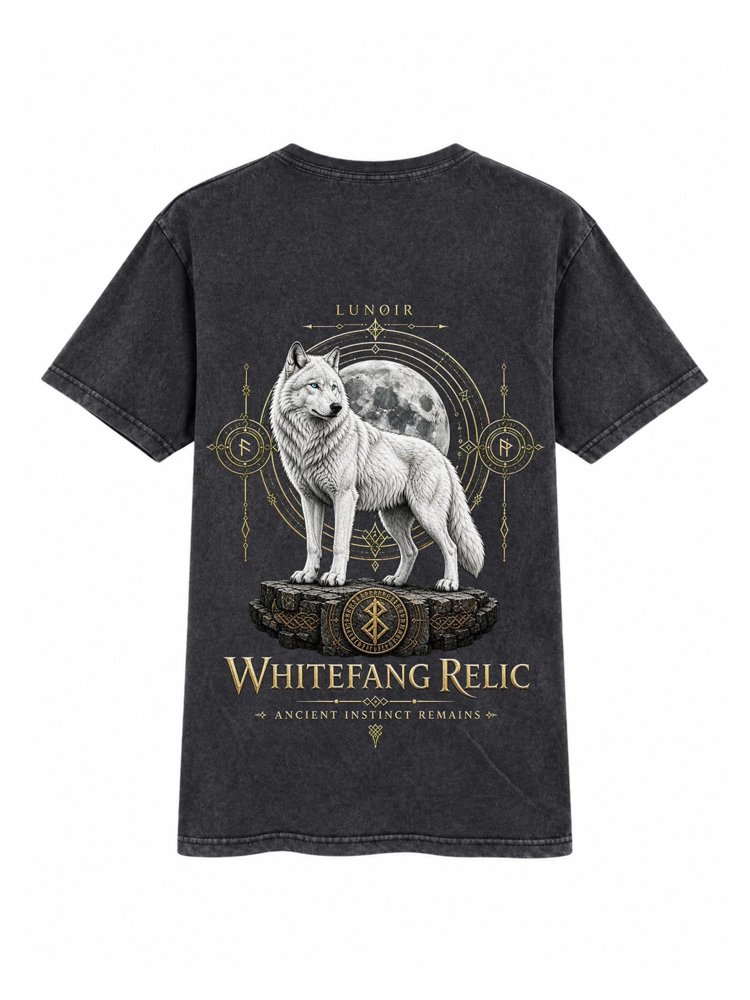 LUNØIR Studio Póló 'Whitefang Relic' - fekete: elől