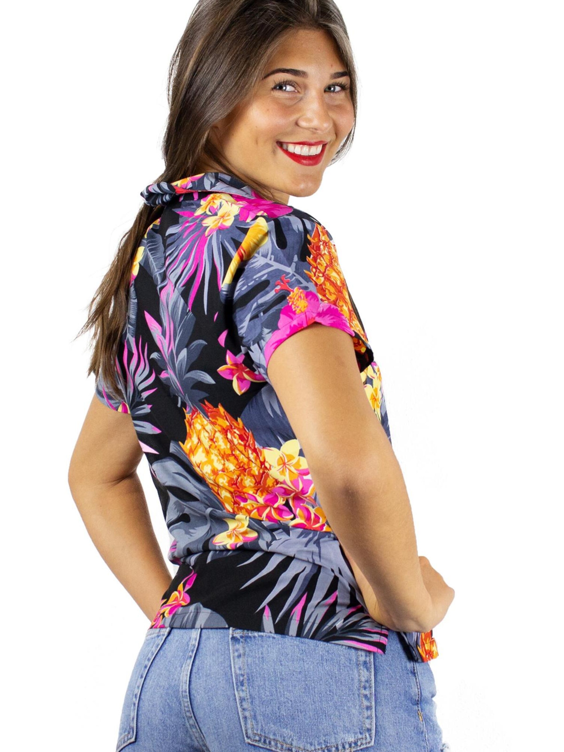 King Kameha Blouse 'Pineapple' in Grey