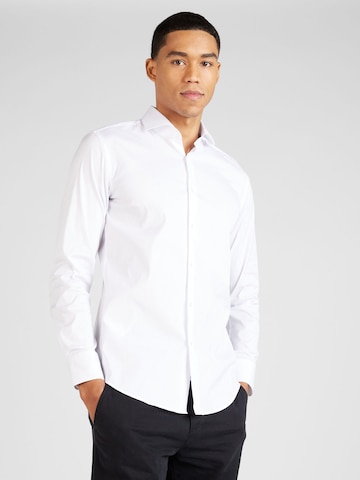 Coupe slim Chemise business 'P-Hank' BOSS Black en blanc : devant