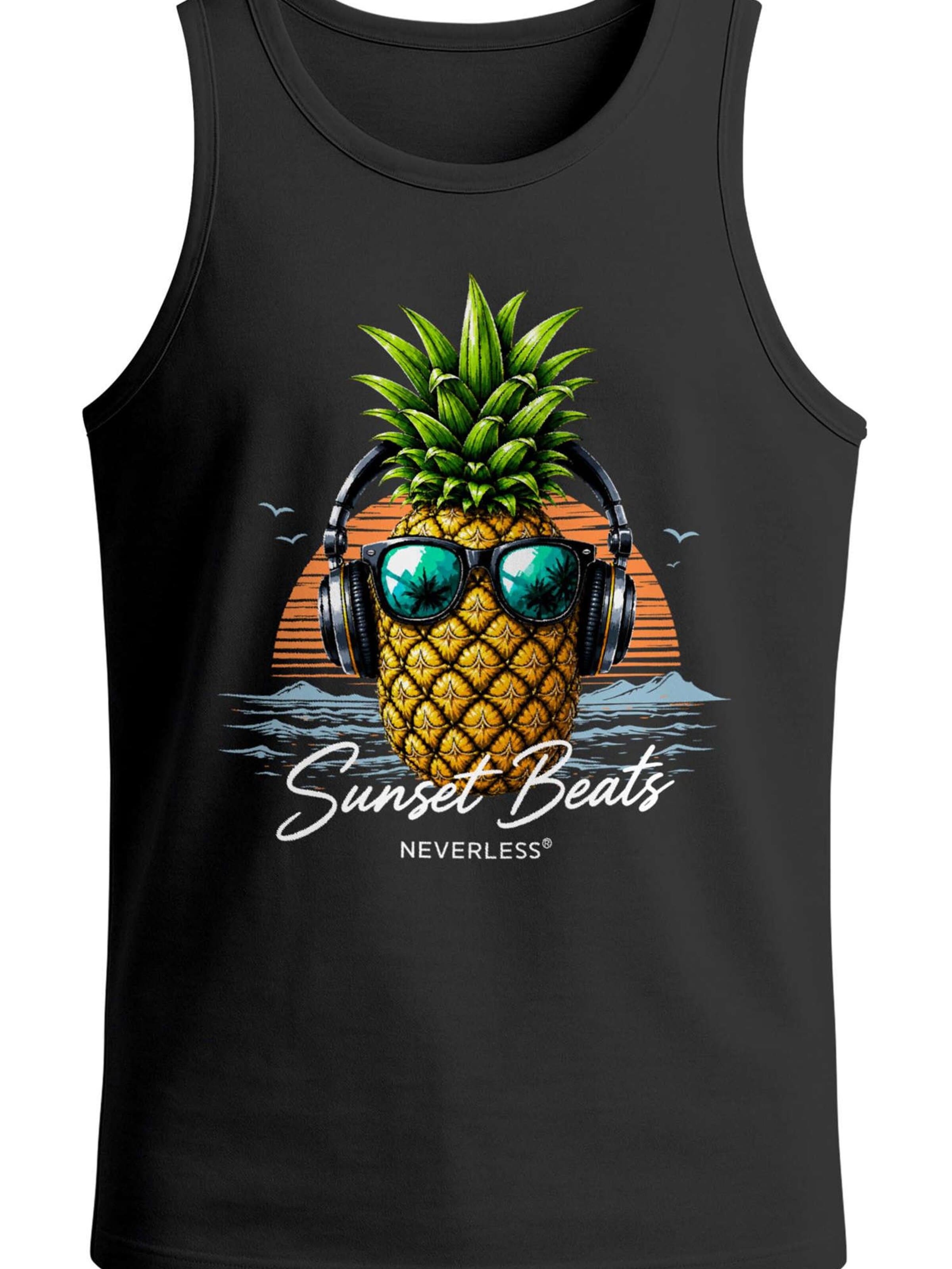 Neverless Shirt 'Sunset Beats'‌‌‌‌‌‌‌ in Schwarz: Vorderseite