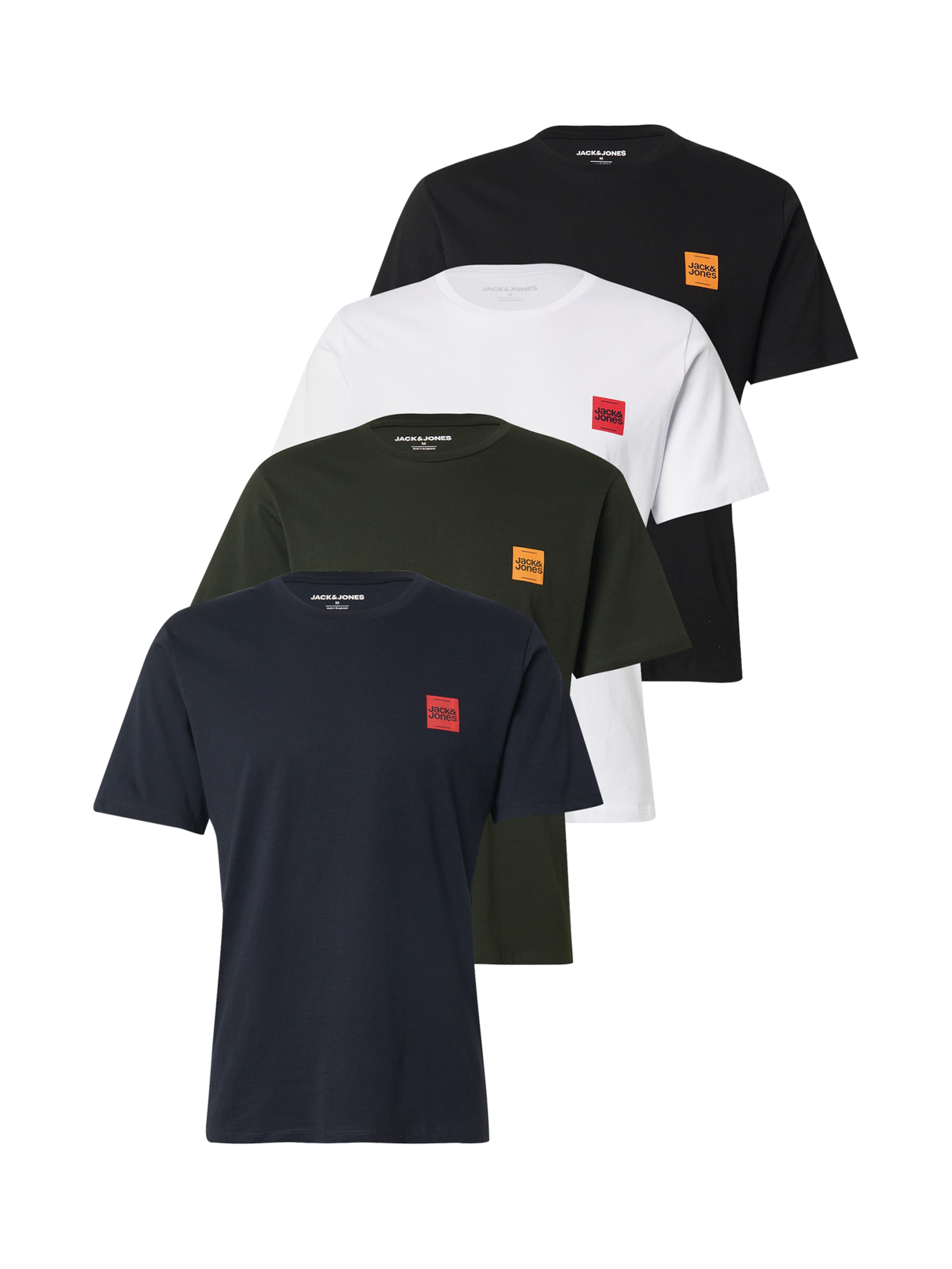 JACK & JONES Camiseta 'BRANDY' en navy / pino / negro / blanco, Vista del producto