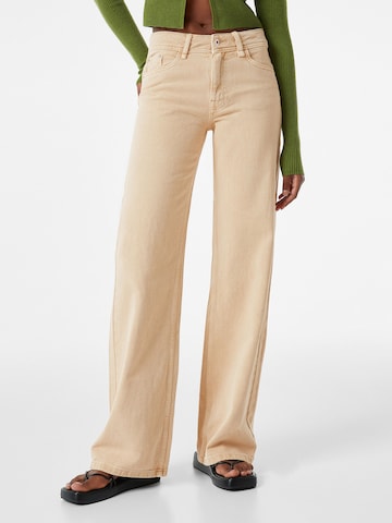 Bershka Wide leg Jeans in Oranje: voorkant