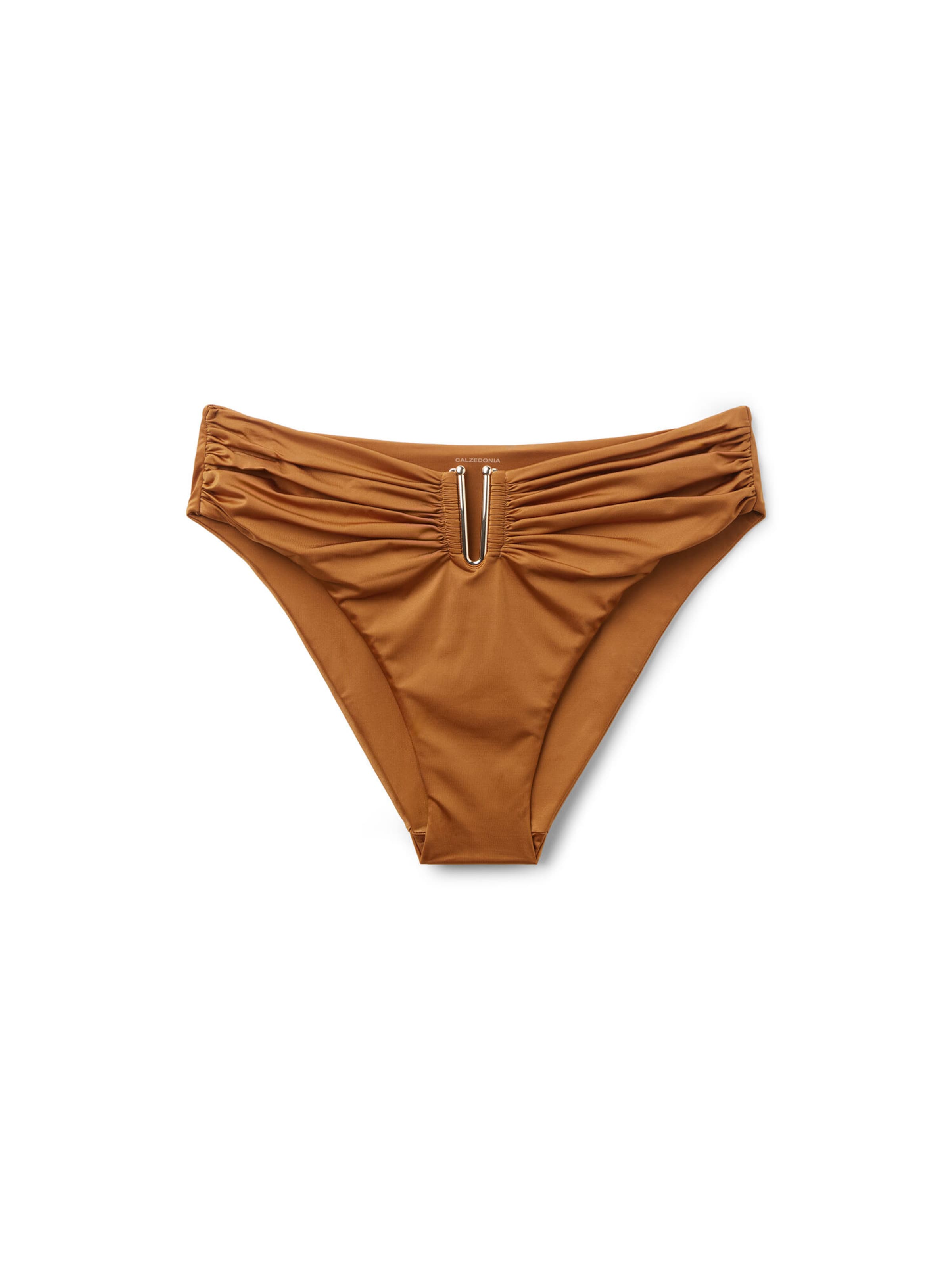 CALZEDONIA Bikinihose 'Shiny Satin' in Braun: Vorderseite