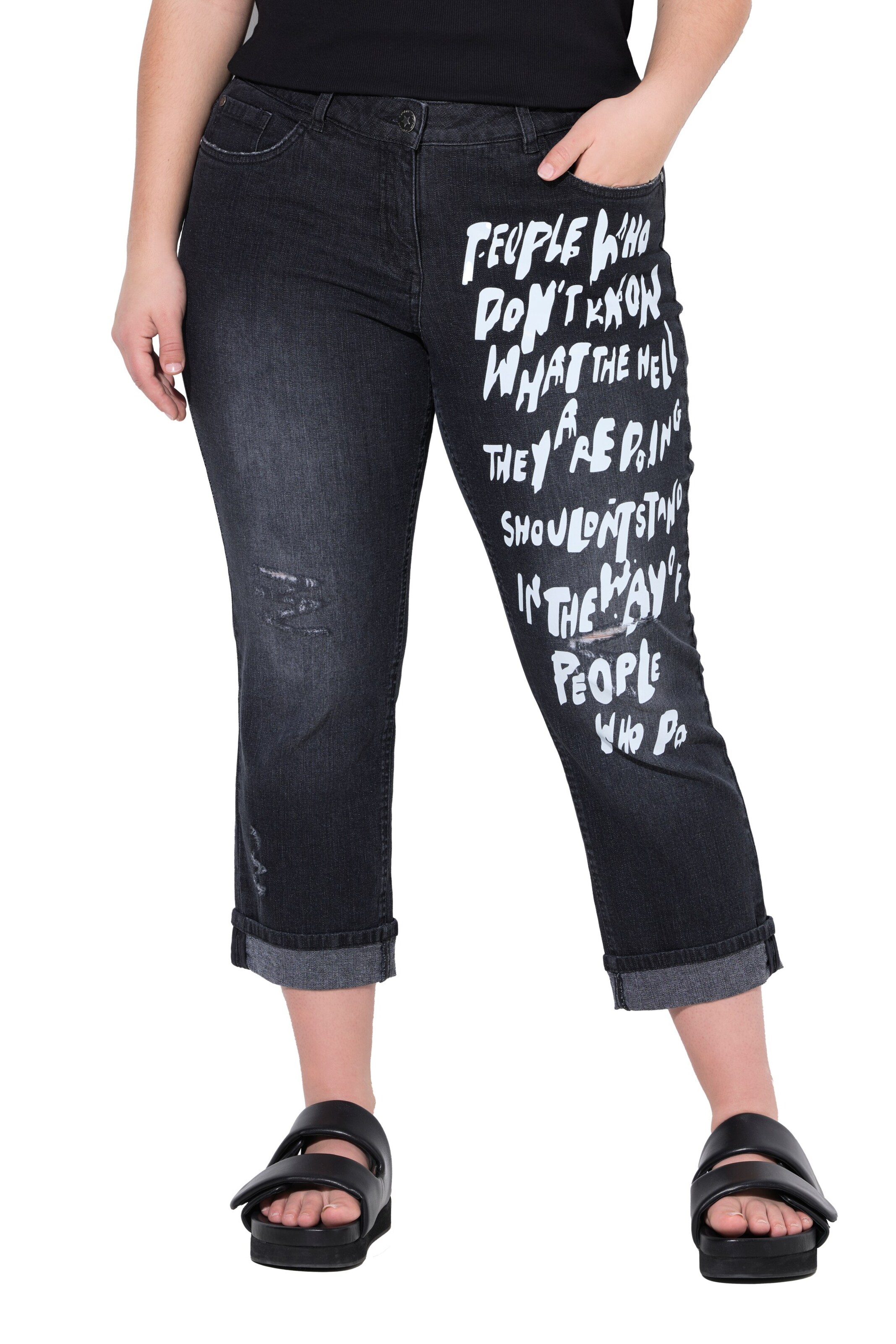 Angel of Style Slimfit Jeans in Zwart: voorkant