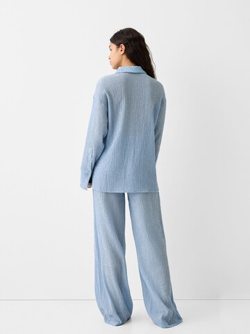 Bershka Wide leg Broek in Blauw